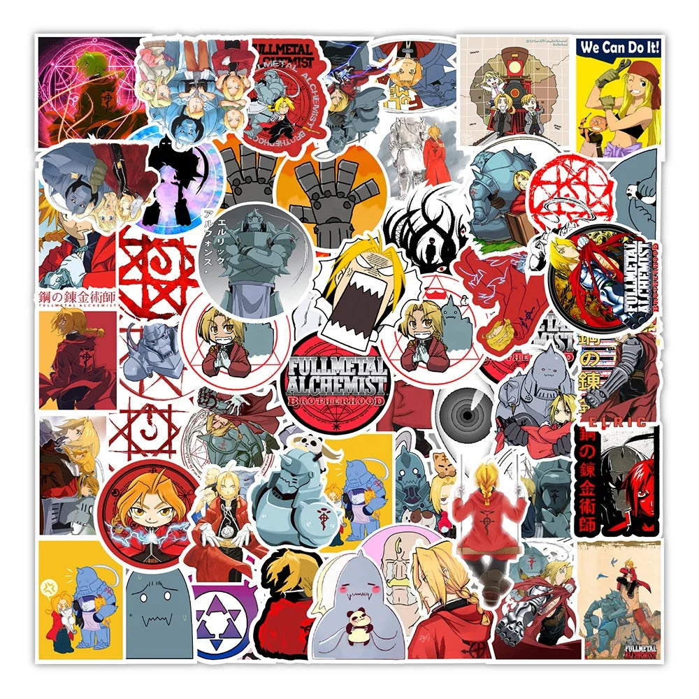 50Pcs Fullmetal Alchemist Anime Sticker For Japan Cartoon Graffiti Diy PVC Waterproof Matte Decor Notebook Stickers
