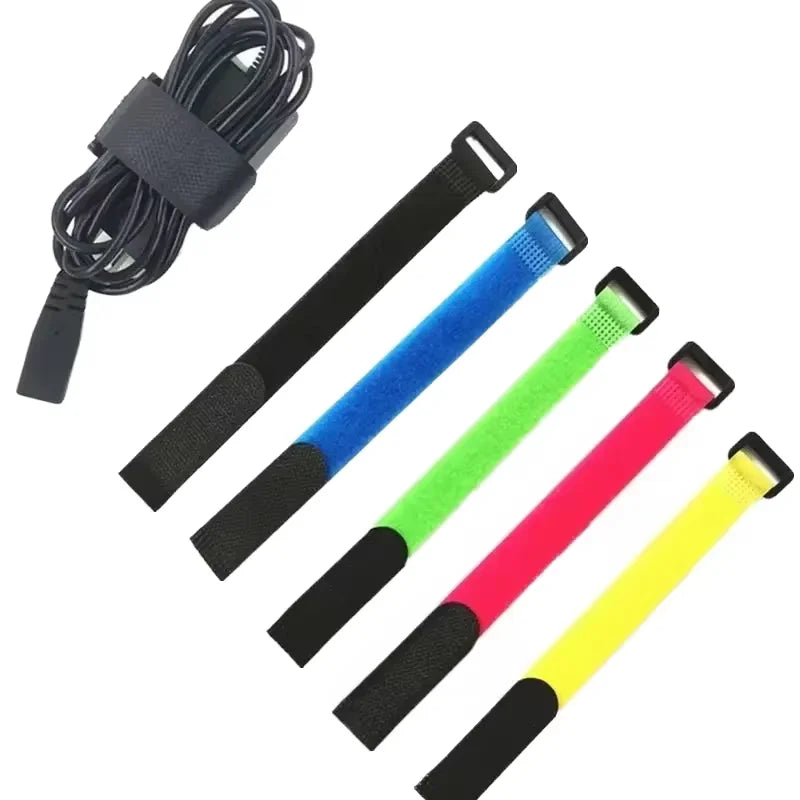 OEM Reusable Hook and Loop Cable Ties Nylon Fastening Straps Adjustable Cable Organizer with Plastic Buckle