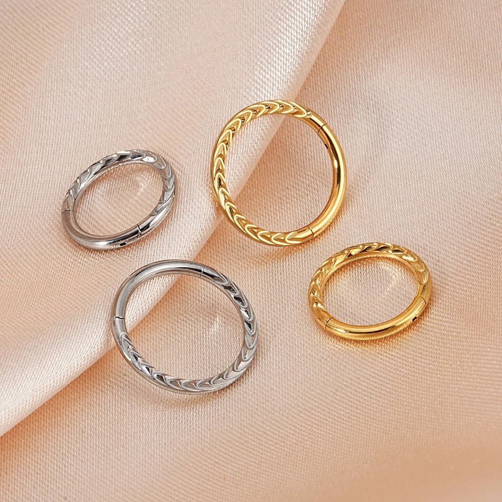 16G Implant Grade Titanium Body Jewelry Mirror Polish Braided Hinged Piercing Bulk Nose Ring