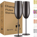 Black 304 Stainless Steel Reusable Classic Single Piece Set for Flutes 260ml High Long Stemmed Glasses