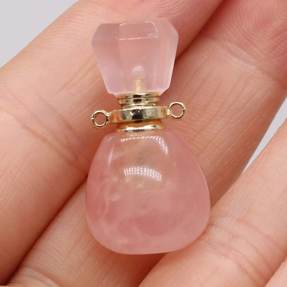 Hongzhuo Popular Product Perfume Bottles Luxury Perfume Bottle Pendant Rose Quartz Necklace Holiday Gift