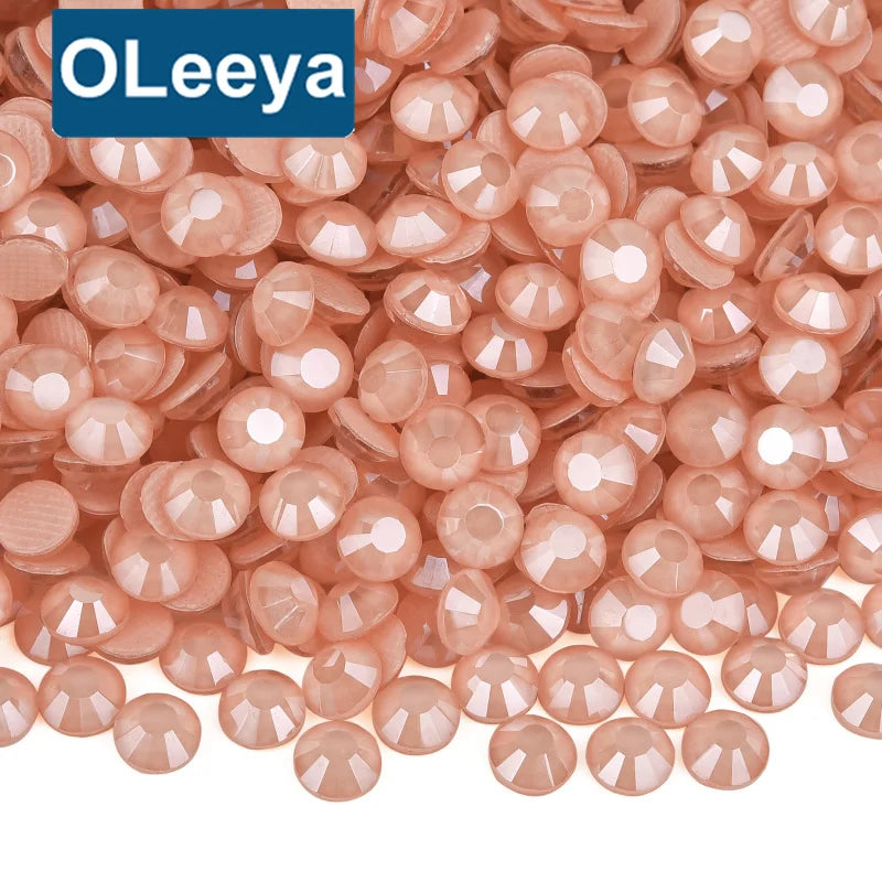 OLeeya A4 Quality Glass Hotfix Pink Mocha Colors With Strong Glue on Rhinestones Dress Decoration Hot Fix Rhinestone for Bows