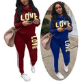 Two Piece Womens Sets Love Letter Print Tracksuit Matching Sweat Suit Fall Winter Clothes Trendy Outfits