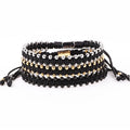 High Quality Women Men Bracelet 3mm Stainless Steel Beads Double Layer Woven Macrame Friendship Bracelets