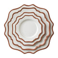 13-Inch 10.5-Inch 8.5-Inch 6.5-Inch Sunflower Shaped Ceramic Plate Set Eco-Friendly Rose Gold Edge for Weddings Star Hotels