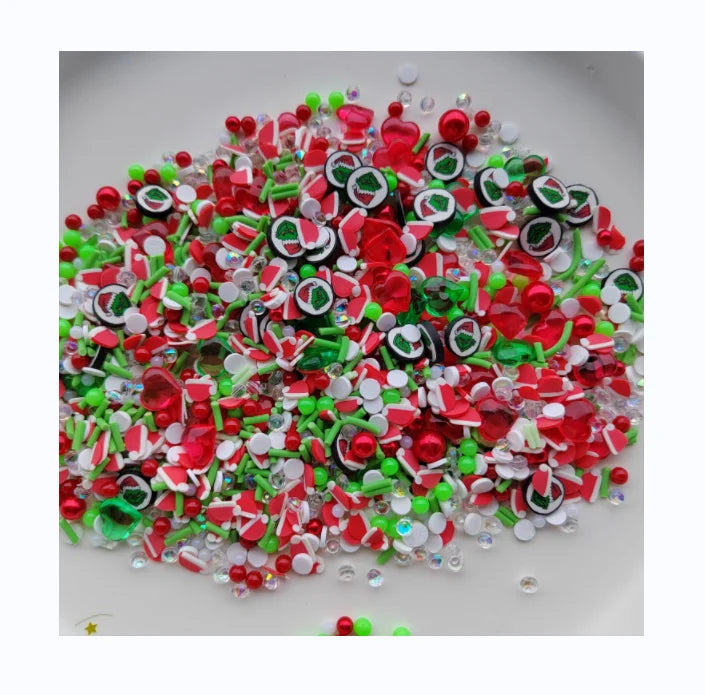 Christmas Green Cartoon Character Green Monster Polymer Clay Slice DIY Resin Shaker Slime Filling Nail Art Decoration