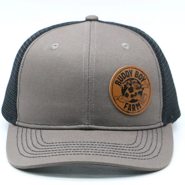 Custom Logo Trucker Hat with Leather Patch Cheap 100% Cotton Denim Fashion Style for Sports