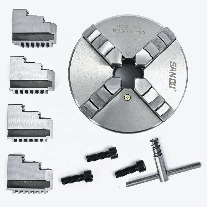 Precision Lathe Chuck 125mm With Big Bore 38mm SANOU Brand 4 Jaw Self-centering Chuck K12-125 Metal Lathe Chuck at Discount