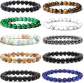Natural Gemstone Men 8mm Round Beads Stretch Woman Couple Bead Bracelets Women