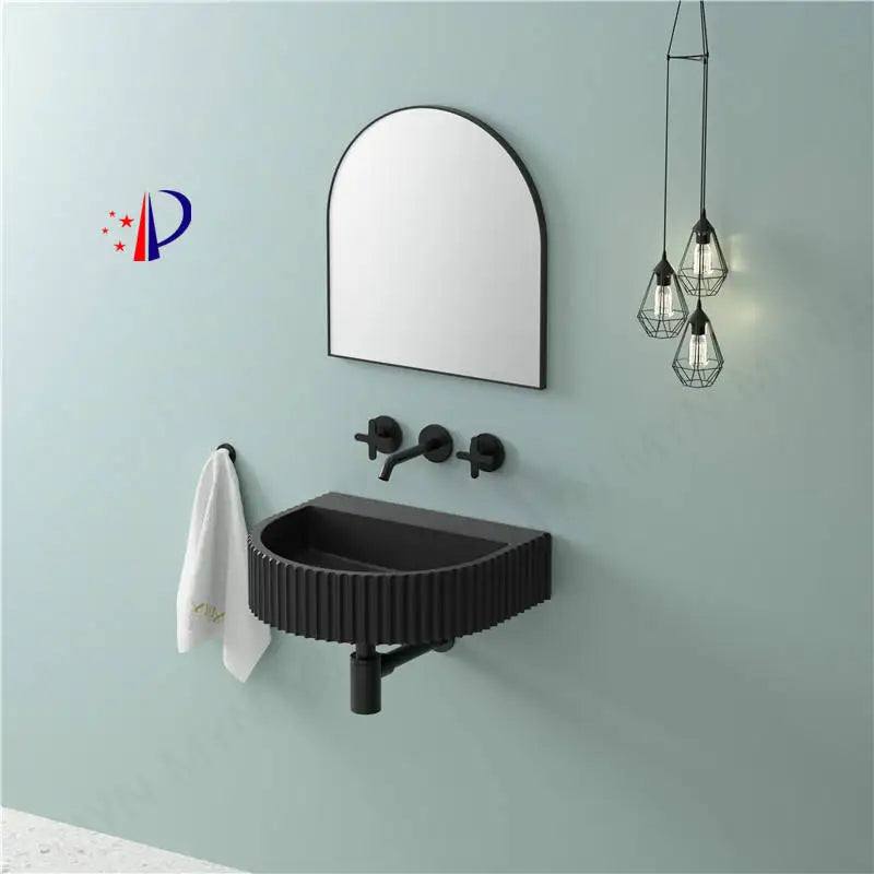 Customized Colorful Bathroom Artificial Stone Wall Mounted Counter Top Wash Basin Sink