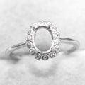 Sterling Silver 6*8mm Semi Mount Ring Frame Empty Blank Support Claw Setting S925 Base Holder Without Center Stone for DIY Inlay