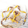 No Pull Custom Floral Pattern Pet Vest Personalized Collar Leash Comfort Padded Luxury Neoprene Designer Boho Dog Harness Set