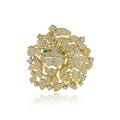 LUOTEEMI Gold Plated Luxury Women Safety Pin Fancy Lion Head Brooches with Cubic Zirconia Diamond Inspired Jewelry