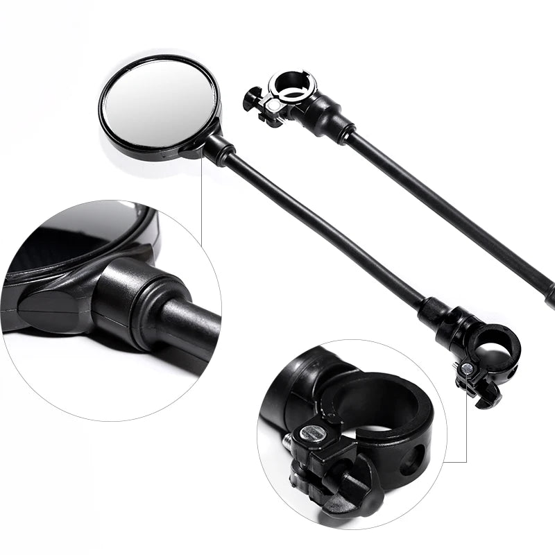 Superbsail MTB Rearview Mirror Flexible Bicycle Safety Round Handlebar Mirror Replacement Simple Installation Bike Accessories