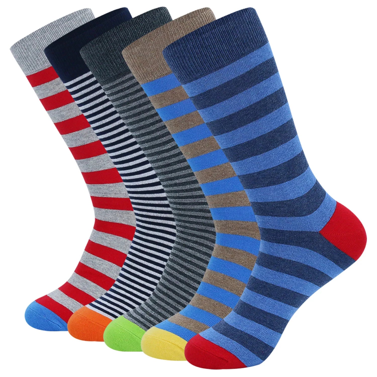 Whale Plain Business Custom Logo Formal Dress Daily Work Cotton Striped Sock Crew Simple Socks for Men