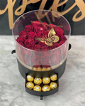 Luxury Round Metal Paper Acrylic Cover Open Window Flower Box Transparent Drawer Gift Box With Ribbon Round Hug Bucket