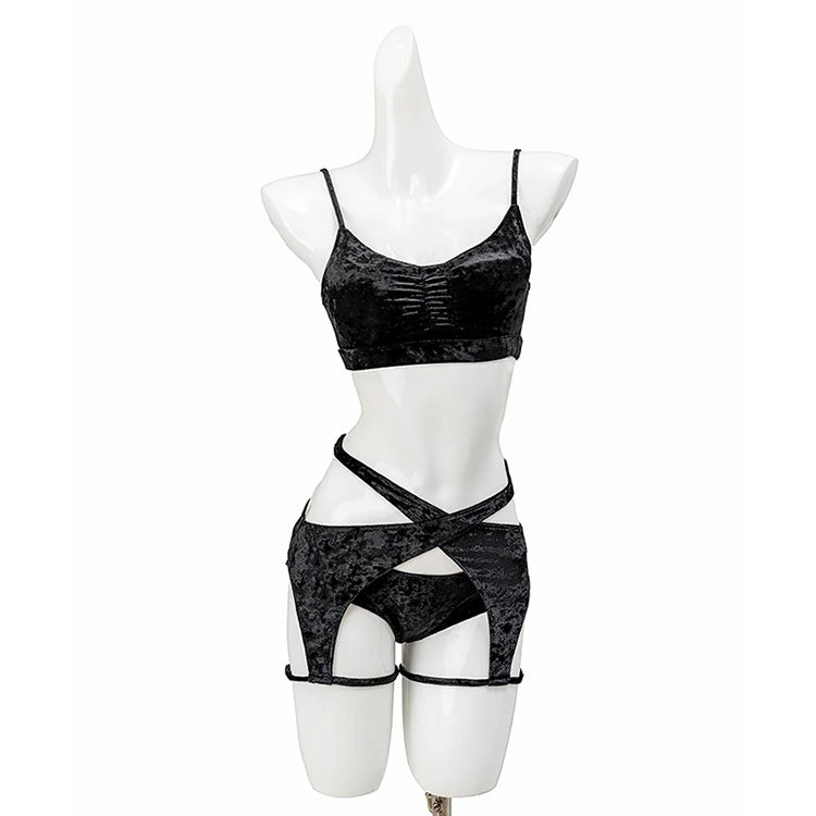 Factory Wholesale Price Black Velvet Pole Ladies Gym Sports Clothes Women Low Waist Pants Training Dance Wear Set