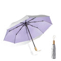 Promotional Wholesale Heavy Duty 3 Folding Umbrella Wooden Handle  Model 2025 Uv Personalized Premium Umbrella