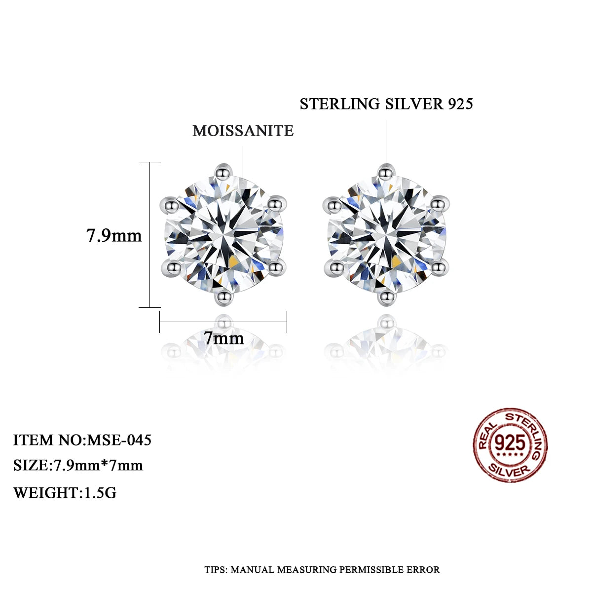 CZCITY Earing Woman Jewelry 2 Carat  Moissanite Dainty 925 Ear Ring Silver S925 Hot Sale Trendy Diamond Earring