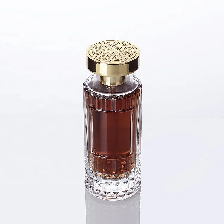 Luxury Perfume Bottles 100ml New Design Cylinder Glass Bottle With Vertical Stripes Perfume Bottle With Zinc Alloy Cap