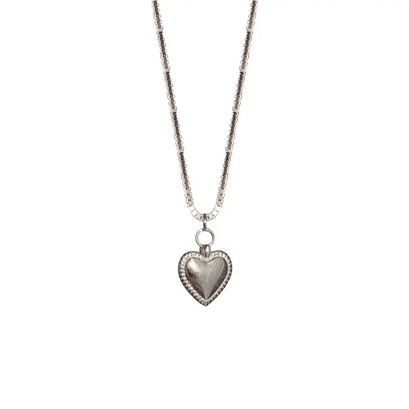 Dainty Minimalist 925 Sterling Silver Heart Pendant Necklace