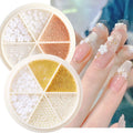 Plated Steel Ball White Flower Full Round Pearl Nail Art Charms Mixed Size Plate Nail Art Charm Decoration Accessories