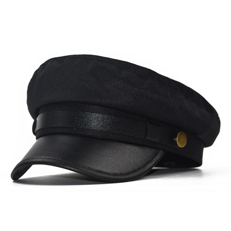 Flat Top Beret Newsboy Octagonal Cap With Belt Button Unisex Artist Painter Hat Travel Student Hat
