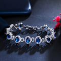 Purple Blue Cubic Zirconia Crystal Luxury Round Chain Link Tennis Bracelet for Women Trendy Silver Plated Jewelry Accessories