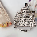 Casual Versatile Women's Canvas Tote Bag Crossbody/Adjustable Handle Silk Screen Printed Custom Logo Letter Print Gift for Young