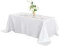 White Satin Table Cover Rectangle Bright Silk Smooth Fabric Decoration for Wedding Tablecloth