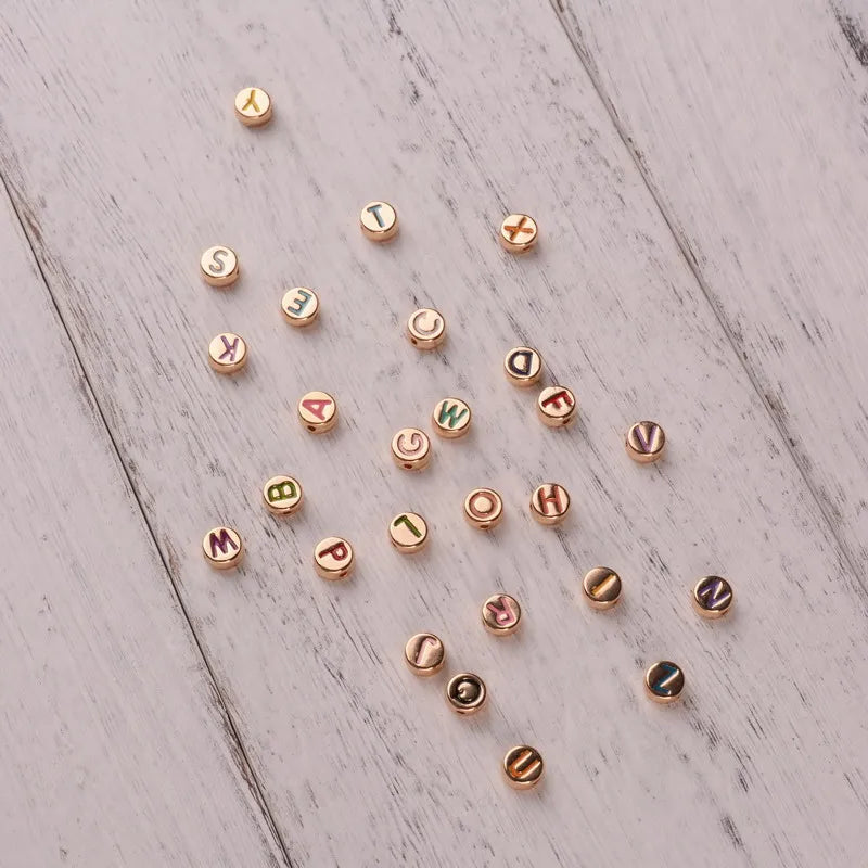 Hot Sale Enamel Colorful Beads Fashion Customizable Letter Beads