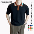 Short Sleeve Ribbed Knit Polo T Shirts Fashion Casual Golf Shirts Men's Button Sweater Polo Shirts