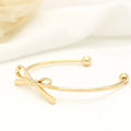 Jiexing Jewelry Wholesale 14K Gold Plated Bow Knot Opening Cuff  Bangle for Ladies