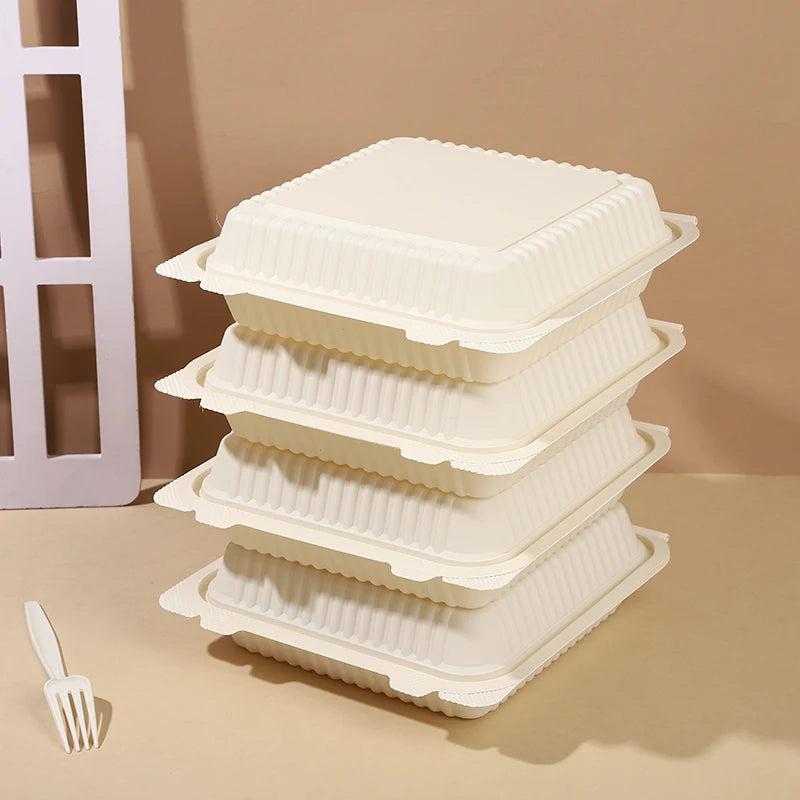 Eco-Friendly Compostable 3 Compartment Lunch Box Sustainable Cornstarch Food Container for Lunch Storage Disposable