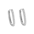 925 Sterling Silver Earrings Rectangle U Shaped Zircon CZ Simple Small Hoops for Women Girls Fine Jewelry Wholesale
