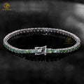 2026 New 3mm 4mm 2mm Color Black Blue Green Round Gra Vvs 925 Sterling Silver Diamond Moissanite Tennis Chain Bracelet for Women