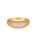 Ins Stainless Steel 18K Gold Plated Vintage Minimalist Wedding Engagement Ring Customized Fashion Bridal Crystal Pave CZ Stones