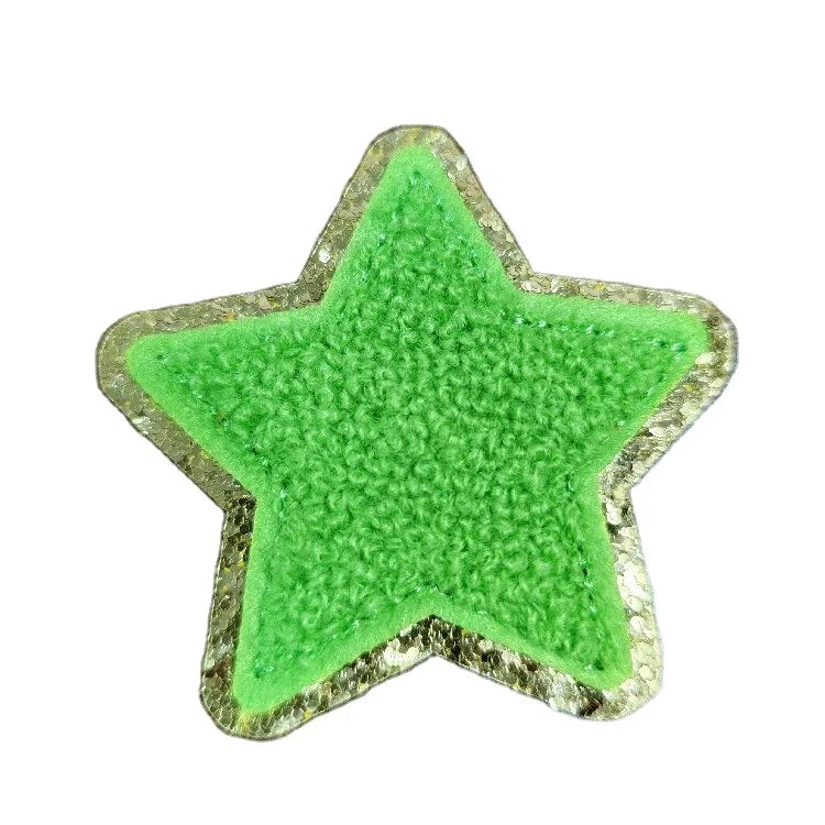 Green Star Embroidery Patches Custom Colors Chenille Embroidery Patches Iron-on Patches for Clothing
