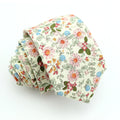Small MOQ Wholesale Spring Flower Fashion Necktie Handmade Slim Skinny Colorful Cotton Printed Floral Mens Wedding Ties for Men
