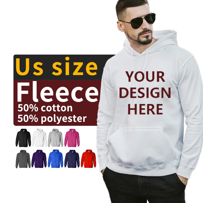 Us Size Cotton Pullover Warm Custom Hoodie Embroidered logo Unisex Fleece Men's Hoodies Sweatshirts