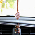 CSJA Energy Healing Stone Car Pendant Wire Wrapped Natural Raw Stone Tumbled Crystal Car Hanging Fengshui Decor G939