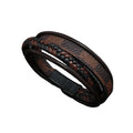 Mens Leather Bracelet With Magnetic Clasp Cowhide Multi-Layer Braided Leather Mens Bracelet
