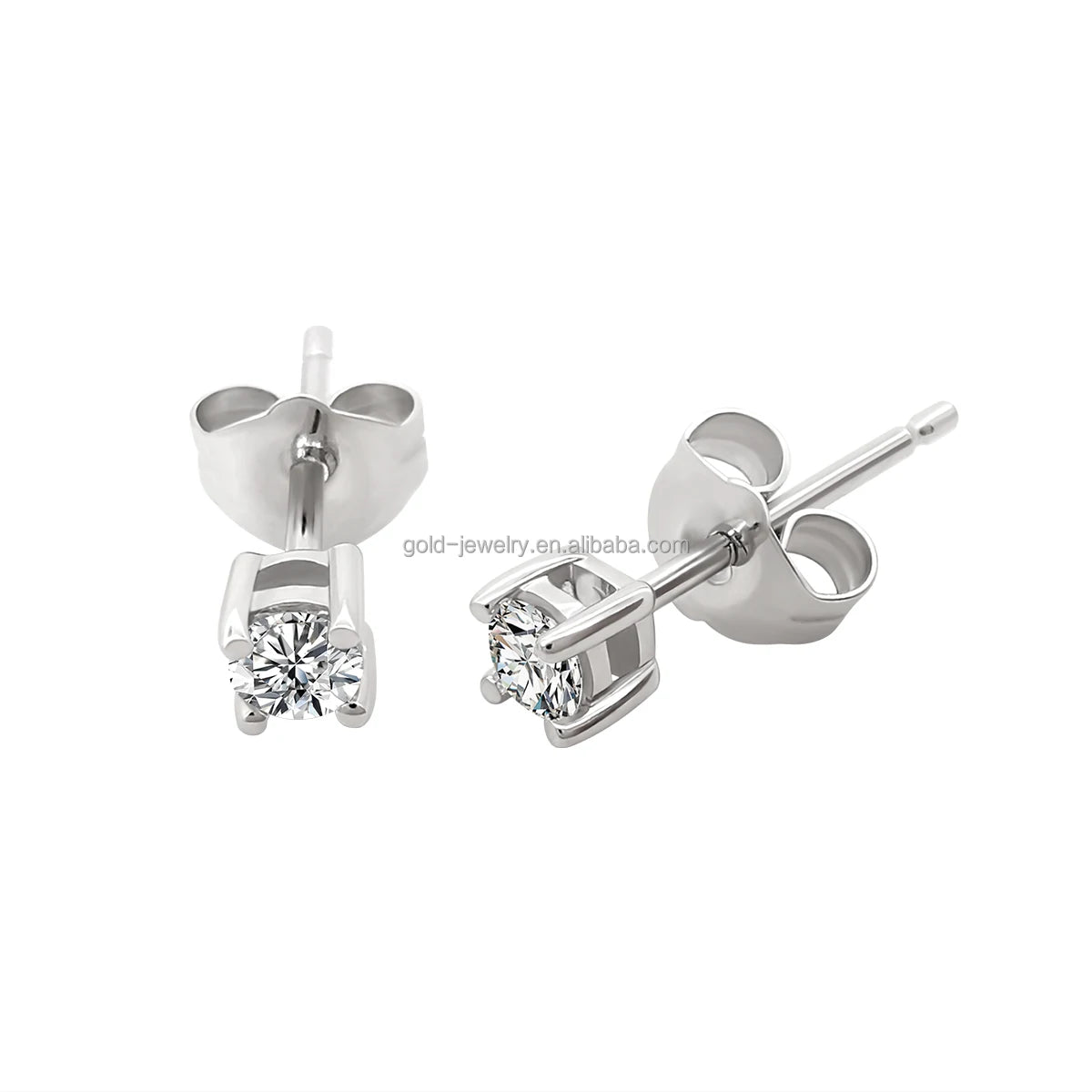 18k Pure Gold Earring Moissanite Stud Earrings Cute Smaller Design Women Jewelry