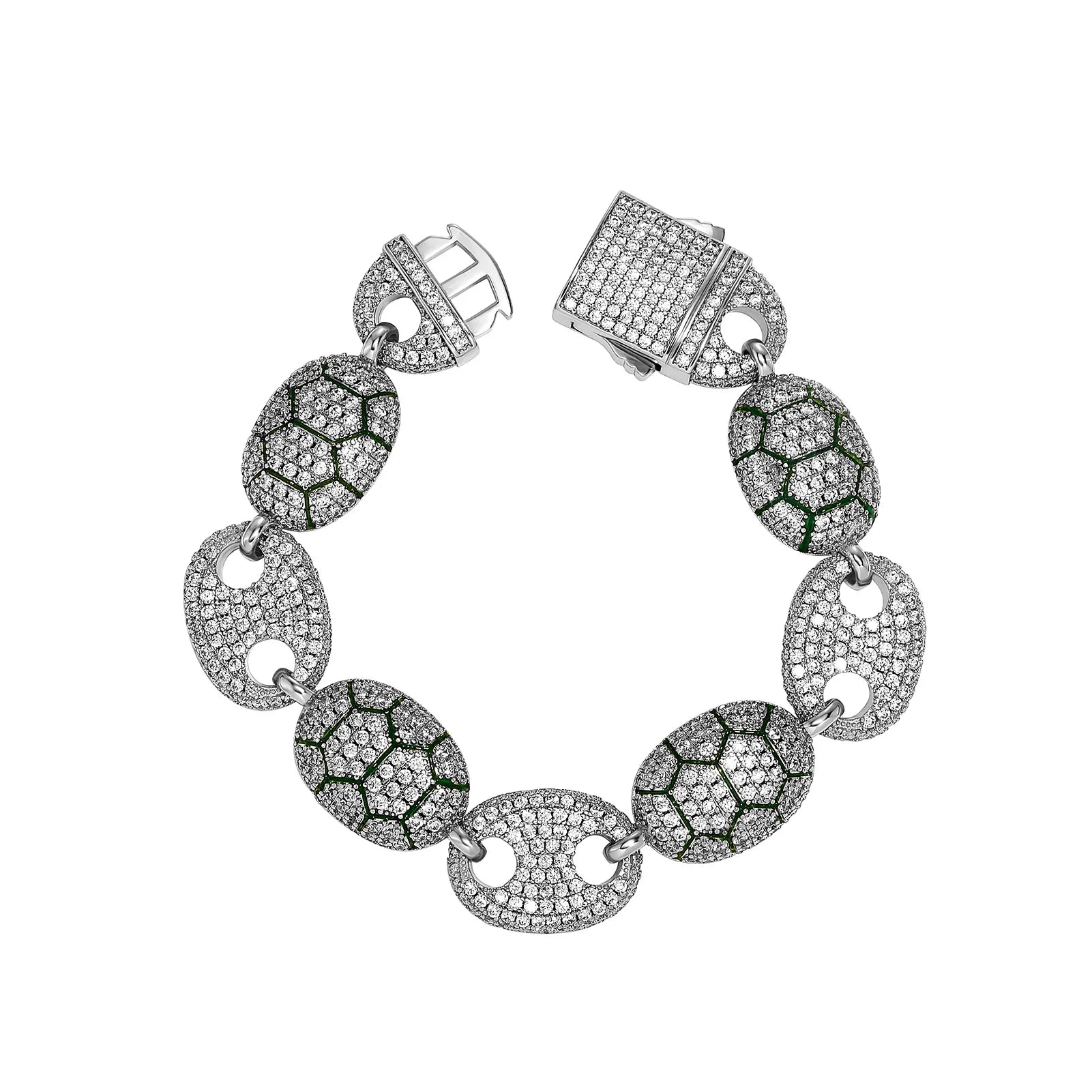AIJIER Punk Gold & Platinum-Plated Brass Coffee Bean Bracelet with Full Zircon Unisex Bangles for Party Wear