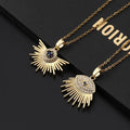 European American Fashion Stainless Steel Devil's Eye Necklace Gold Plated Link Hollow Zircon Eye Pendant Stylish Necklaces