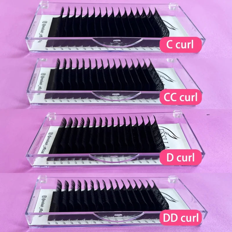 Private Label Soft Fluffy Korean Pbt Silk Lash .05 0.07 C D Mix Length Classic Lash Easy Fan Eyelash Extensions Supplies