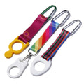 Wholesale Custom Printed Short Lanyards with Silicone Bottle Holder Polyester Wristband Strap Keychain with Carabiner Hook