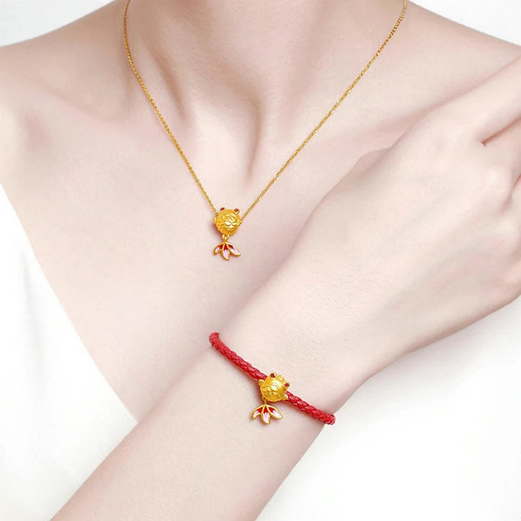 Dubai Gold Ponyo Fish Suit Koi Bracelet Brass Plated 14K Gold Small Goldfish Ji Yusheng Has You Necklace