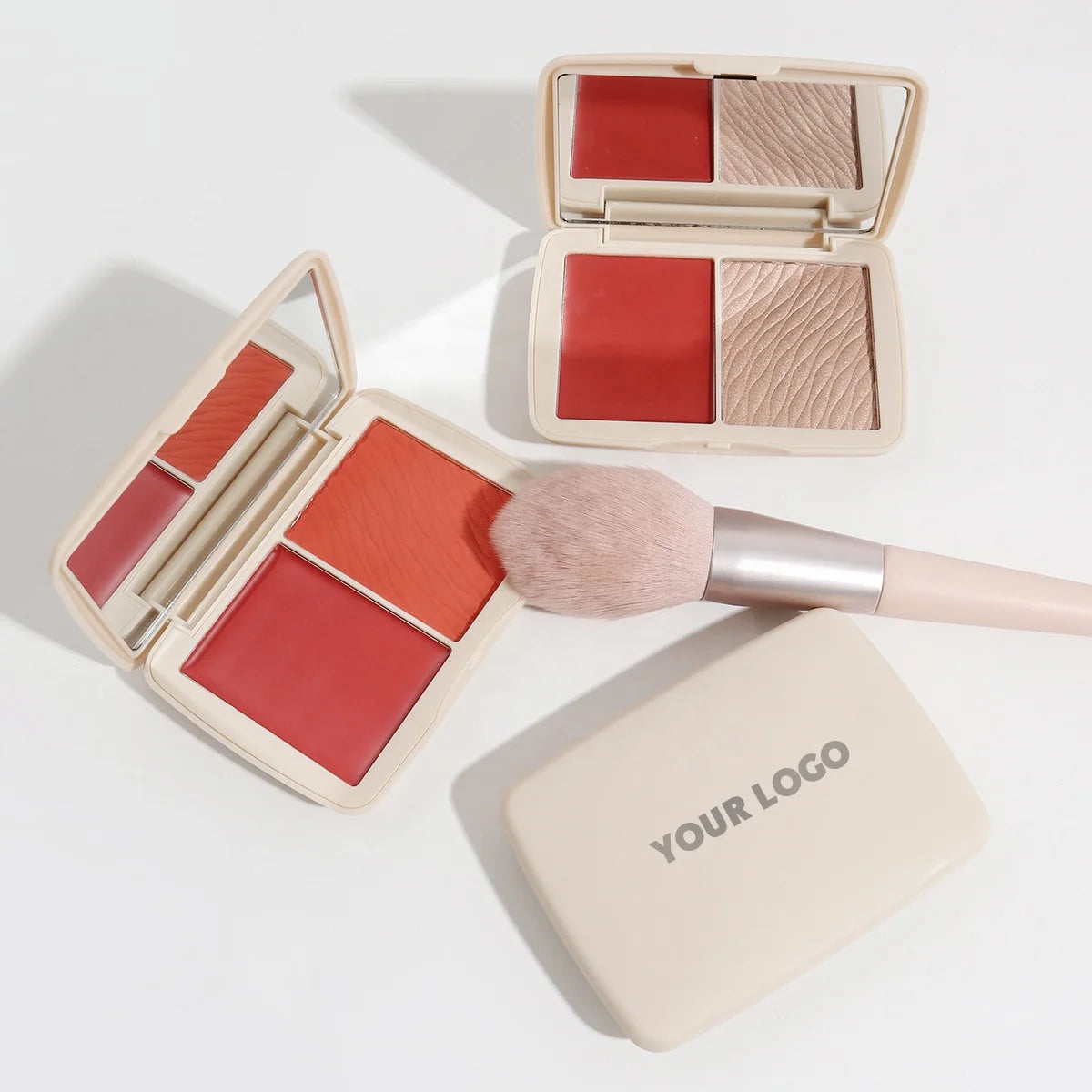 Face Cosmetics Two-tone Private Label Pink Blush Cruelty Free Cheek Tint Custom Long Lasting Cream and Powder Blush Palette