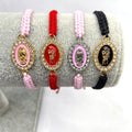 Gold Plated Colorful Crystal Handmade  Bracelets Catholicism Women Girls Jewelry Gift Adjustable Virgin Mary Bracelet